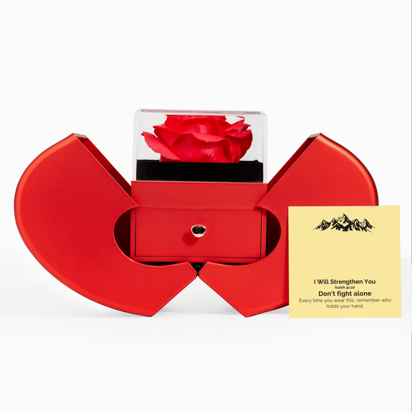 I Will Strengthen You (Isaiah 41:10) | Love Knot Necklace in Red Heart Rose Box