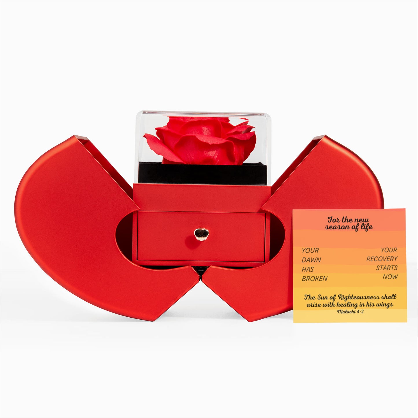 Healing In His Wings (Malachi 4:2) | Love Knot Necklace in Red Heart Rose Box