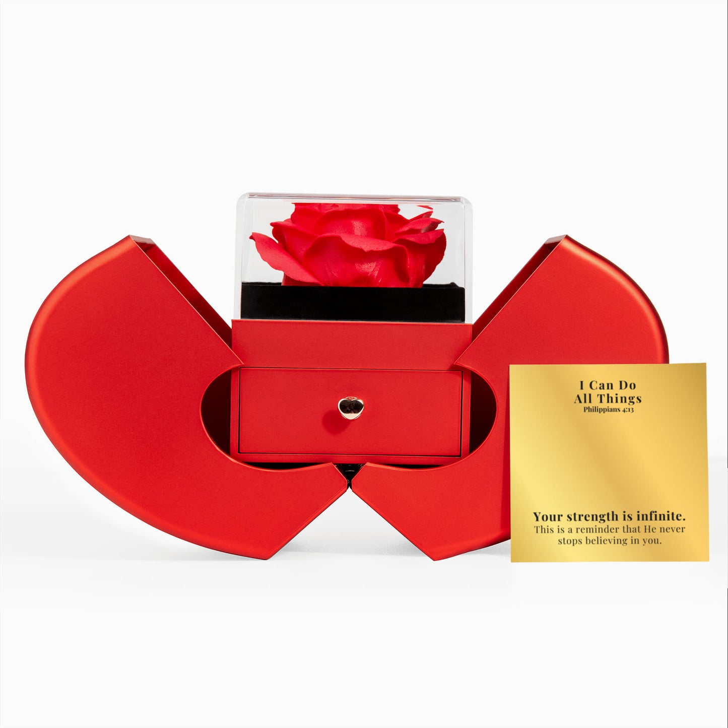 I Can Do All Things (Philippians 4:13) | Love Knot Necklace in Red Heart Rose Box
