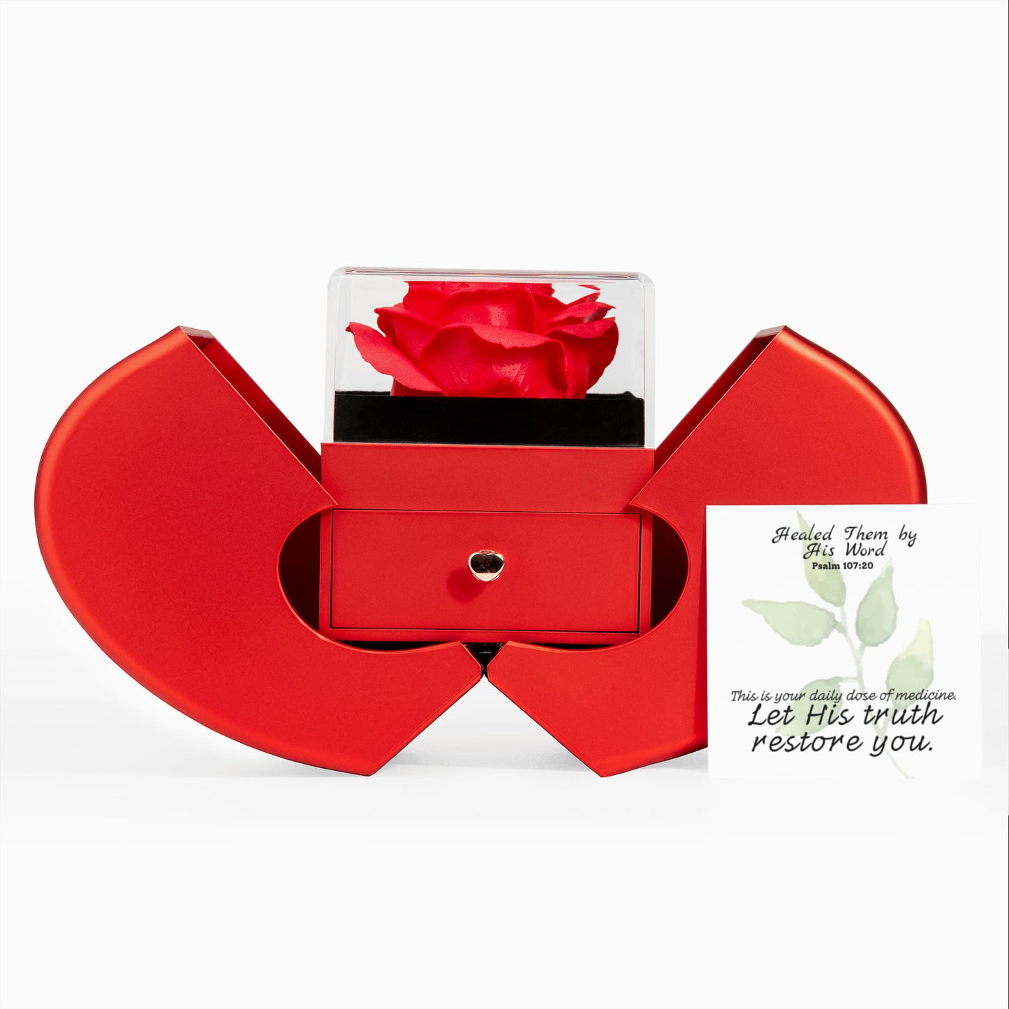 Healed Them By His Words (Psalm 107:20) | Love Knot Necklace in Red Heart Rose Box