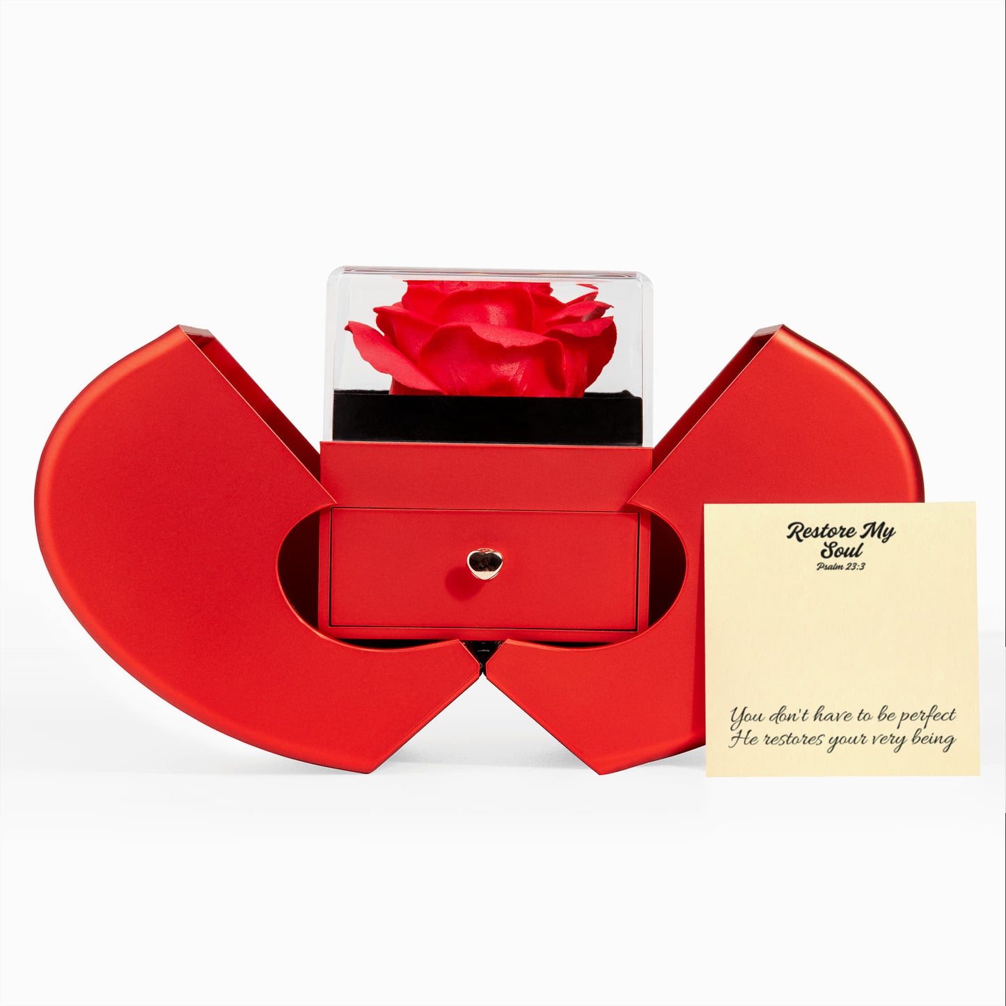 Restore My Soul (Psalm 23:3) | Love Knot Necklace in Red Heart Rose Box