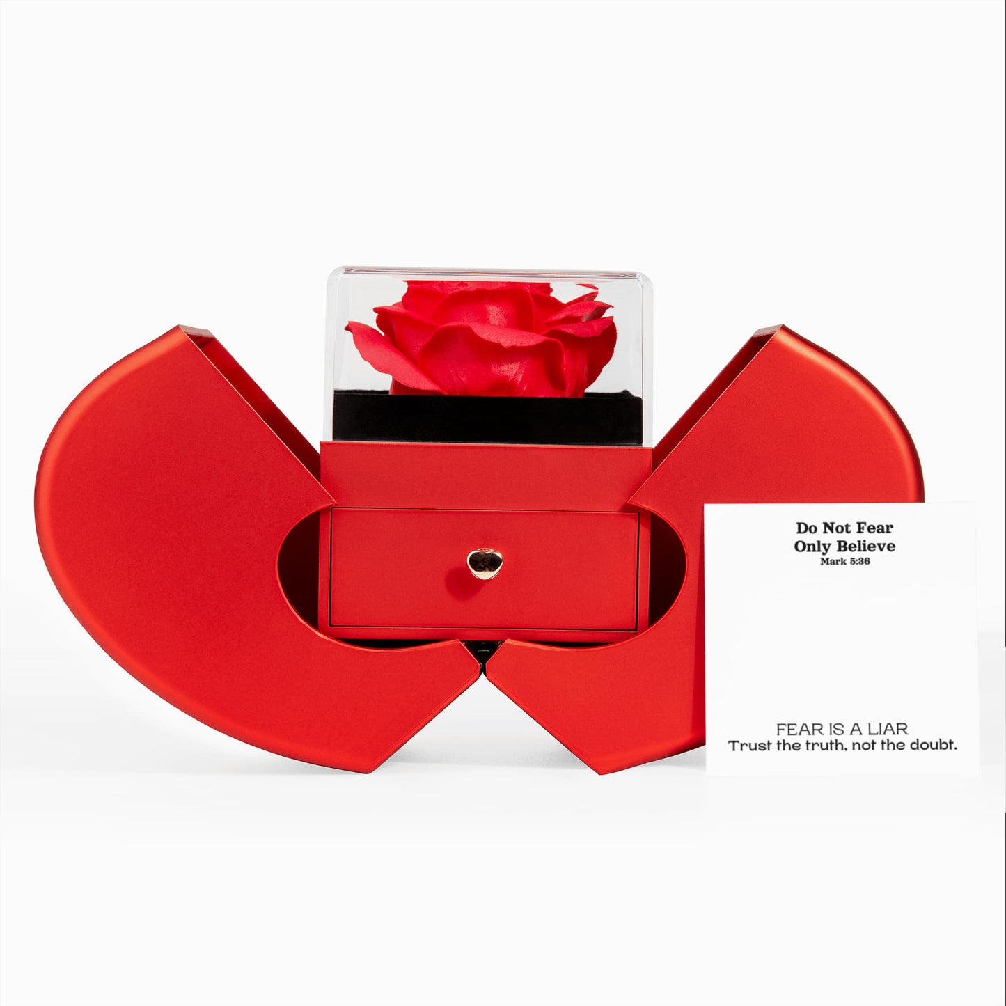Do Not Fear Only Believe (Mark 5:36) | Love Knot Necklace in Red Heart Rose Box
