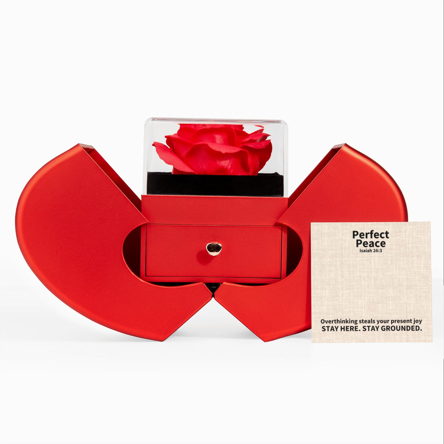 Perfect Peace (Isaiah 26:3) | Love Knot Necklace in Red Heart Rose Box