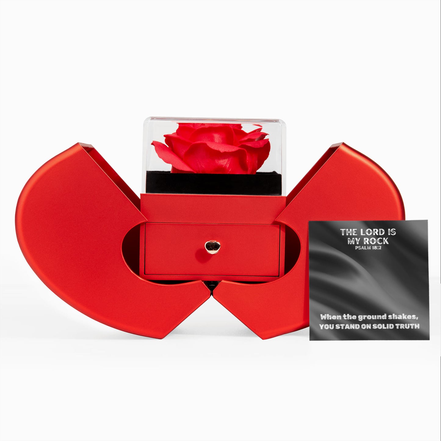 The Lord Is My Rock (Psalm 18:2) | Love Knot Necklace in Red Heart Rose Box