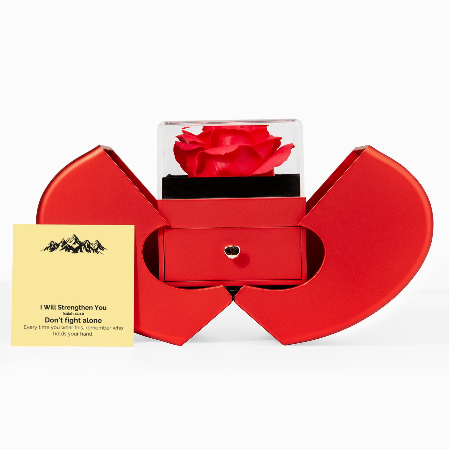 I Will Strengthen You (Isaiah 41:10) | Love Knot Necklace in Red Heart Rose Box