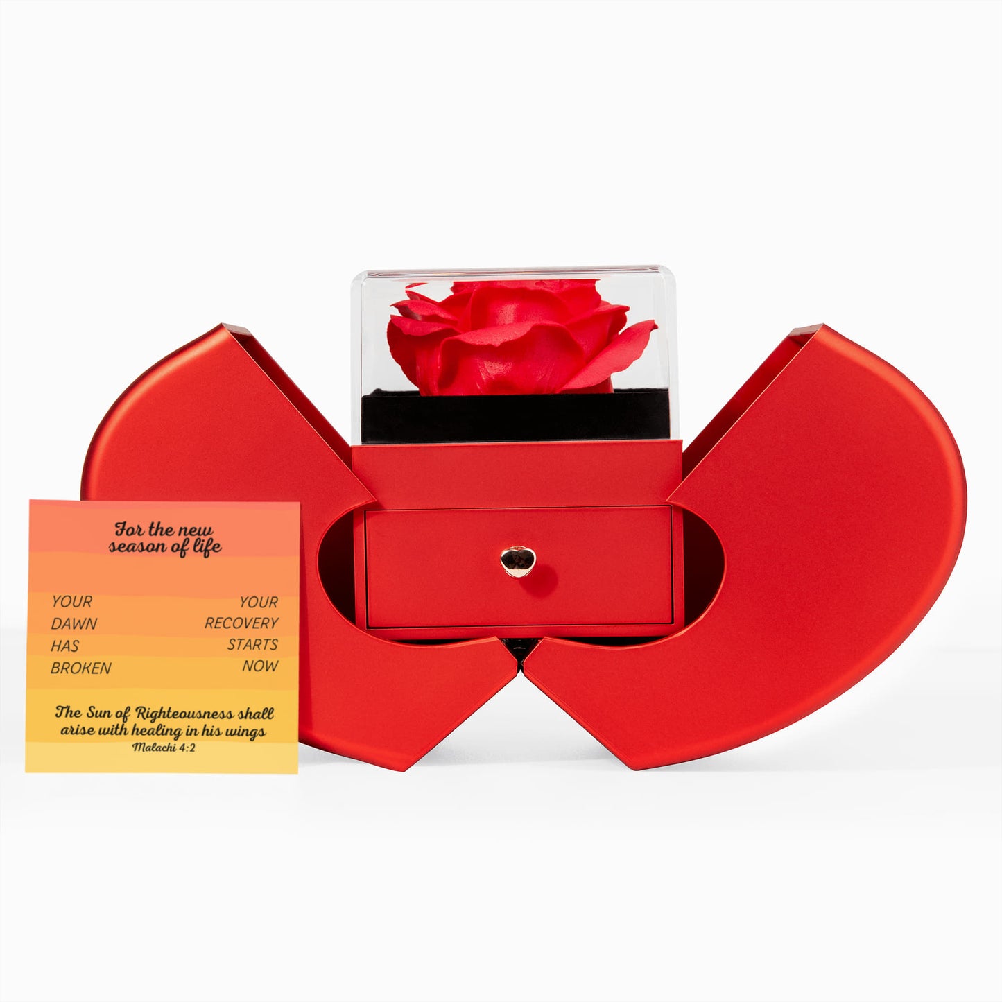 Healing In His Wings (Malachi 4:2) | Love Knot Necklace in Red Heart Rose Box