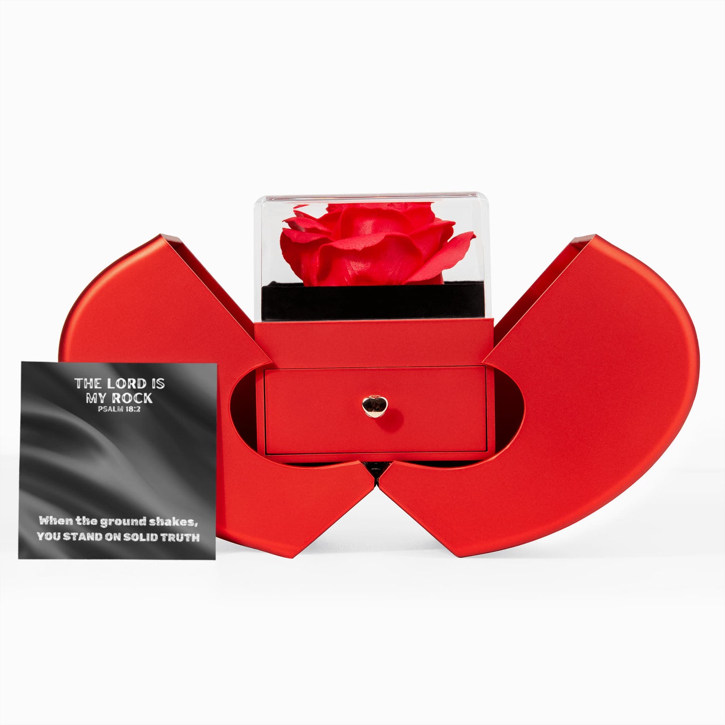 The Lord Is My Rock (Psalm 18:2) | Love Knot Necklace in Red Heart Rose Box