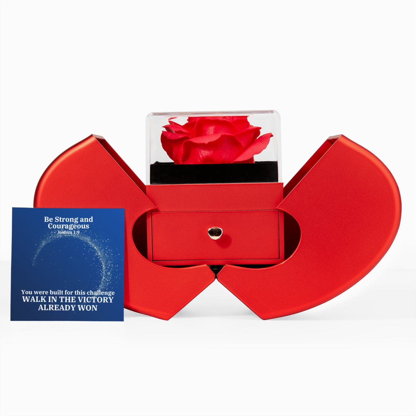 Be Strong And Courageous (Joshua 1:9) | Love Knot Necklace in Red Heart Rose Box