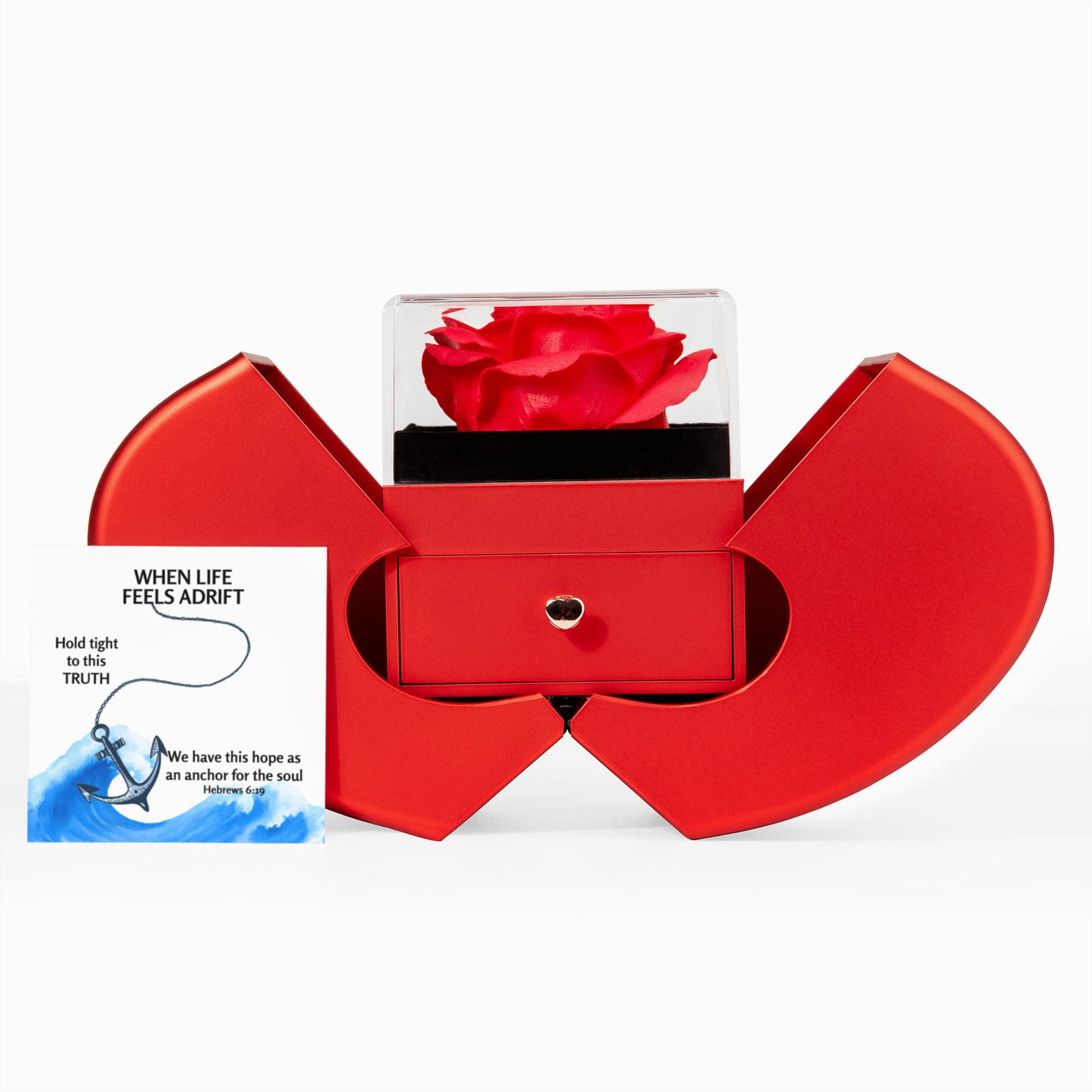 Hope Anchors The Soul (Hebrews 6:19) | Love Knot Necklace in Red Heart Rose Box