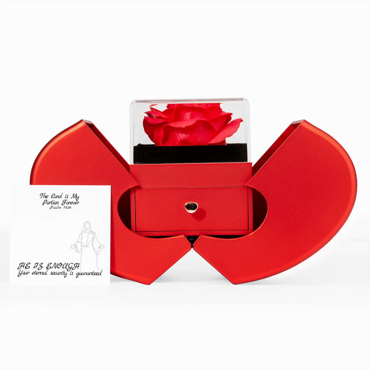 The Lord is My Portion Forever (Psalm 73:26) | Love Knot Necklace in Red Heart Rose Box