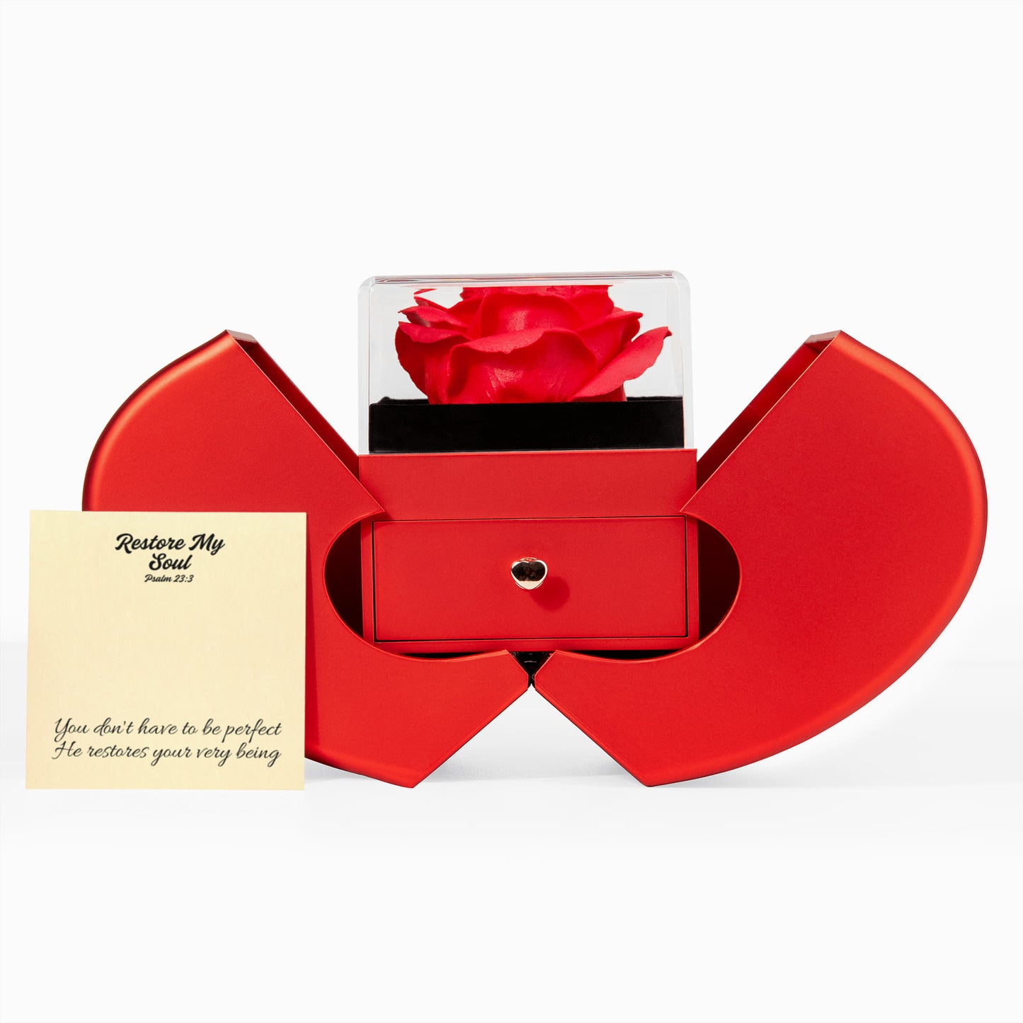 Restore My Soul (Psalm 23:3) | Love Knot Necklace in Red Heart Rose Box