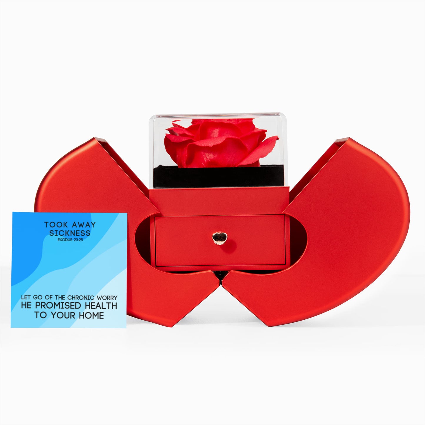 Took Away Sickness (Exodus 23:25) | Love Knot Necklace in Red Heart Rose Box