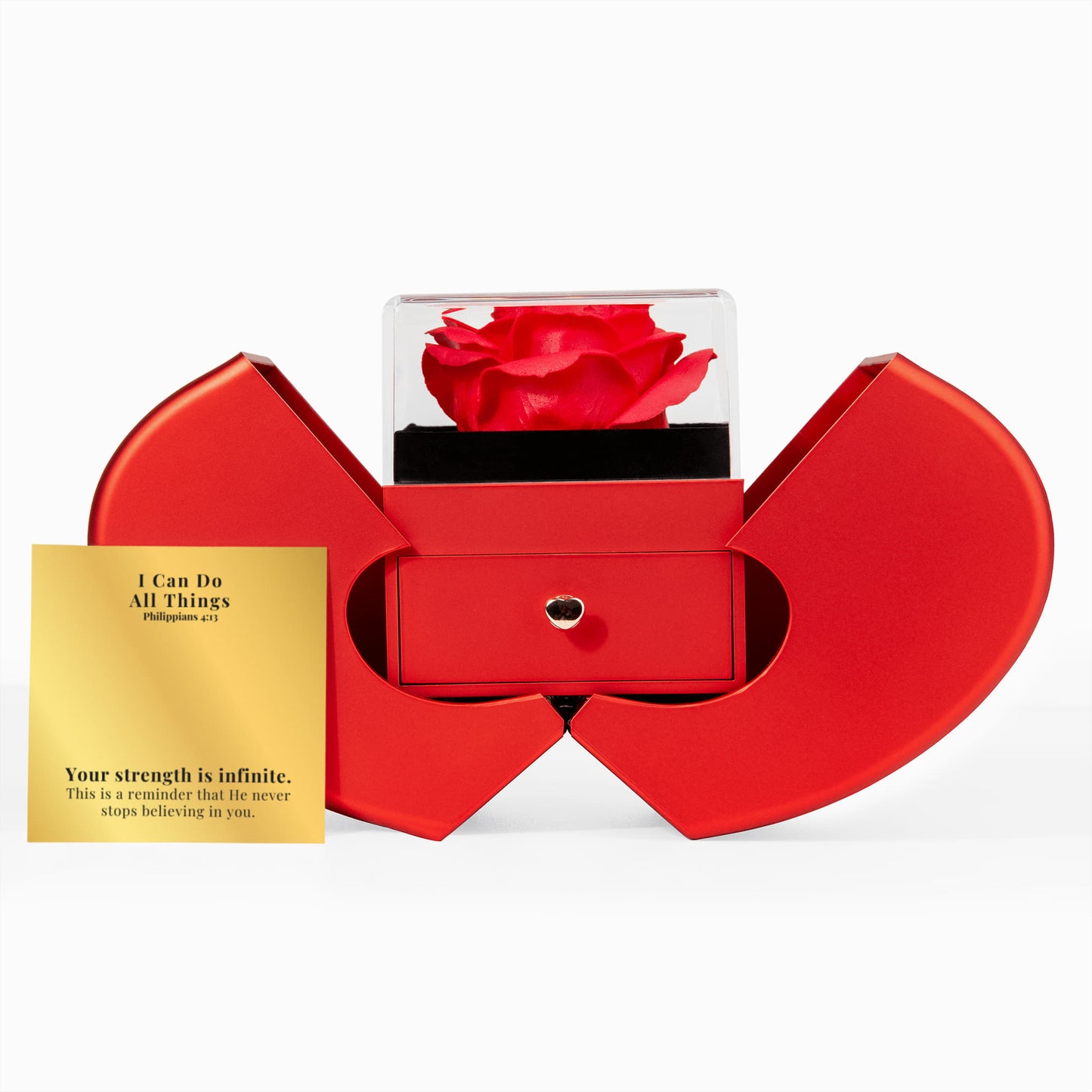 I Can Do All Things (Philippians 4:13) | Love Knot Necklace in Red Heart Rose Box