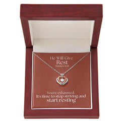 He Will Give  Rest (Matthew 11:28) | Crown Pendant Necklace, A Royal Identity in Christ