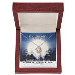 We Walk By Faith, Not By Sight (2 Corinthians 5:7) | Crown Pendant Necklace, A Royal Identity in Christ