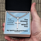 My Spirit Is Life And Peace (Romans 8:6) | Premium Sterling Silver Cuban Link Cross Necklace