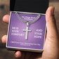 I Will Turn Your Mourning Into Joy (Jeremiah 31:13) | Premium Sterling Silver Cuban Link Cross Necklace