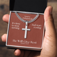 He Will Give  Rest (Matthew 11:28) | Premium Sterling Silver Cuban Link Cross Necklace