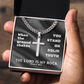 The Lord Is My Rock (Psalm 18:2) | Premium Sterling Silver Cuban Link Cross Necklace
