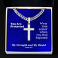 My Strength and My Shield (Psalm 28:7) | Premium Sterling Silver Cuban Link Cross Necklace