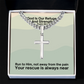 God Is Our Refuge And Strength (Psalm 46:1) | Premium Sterling Silver Cuban Link Cross Necklace