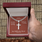 He Will Give  Rest (Matthew 11:28) | Premium Sterling Silver Cuban Link Cross Necklace