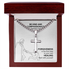 Be Kind And Compassionate (Ephesians 4:32) | Premium Sterling Silver Cuban Link Cross Necklace