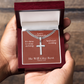 He Will Give  Rest (Matthew 11:28) | Premium Sterling Silver Cuban Link Cross Necklace