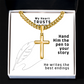 My Heart Trusts In Him (Psalm 28:7) | Premium Sterling Silver Cuban Link Cross Necklace