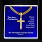 My Strength and My Shield (Psalm 28:7) | Premium Sterling Silver Cuban Link Cross Necklace