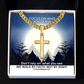 We Walk By Faith, Not By Sight (2 Corinthians 5:7) | Premium Sterling Silver Cuban Link Cross Necklace