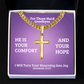 I Will Turn Your Mourning Into Joy (Jeremiah 31:13) | Premium Sterling Silver Cuban Link Cross Necklace