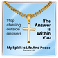My Spirit Is Life And Peace (Romans 8:6) | Premium Sterling Silver Cuban Link Cross Necklace