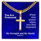 My Strength and My Shield (Psalm 28:7) | Premium Sterling Silver Cuban Link Cross Necklace