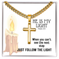 He Is My Light (Psalm 27:1) | Premium Sterling Silver Cuban Link Cross Necklace