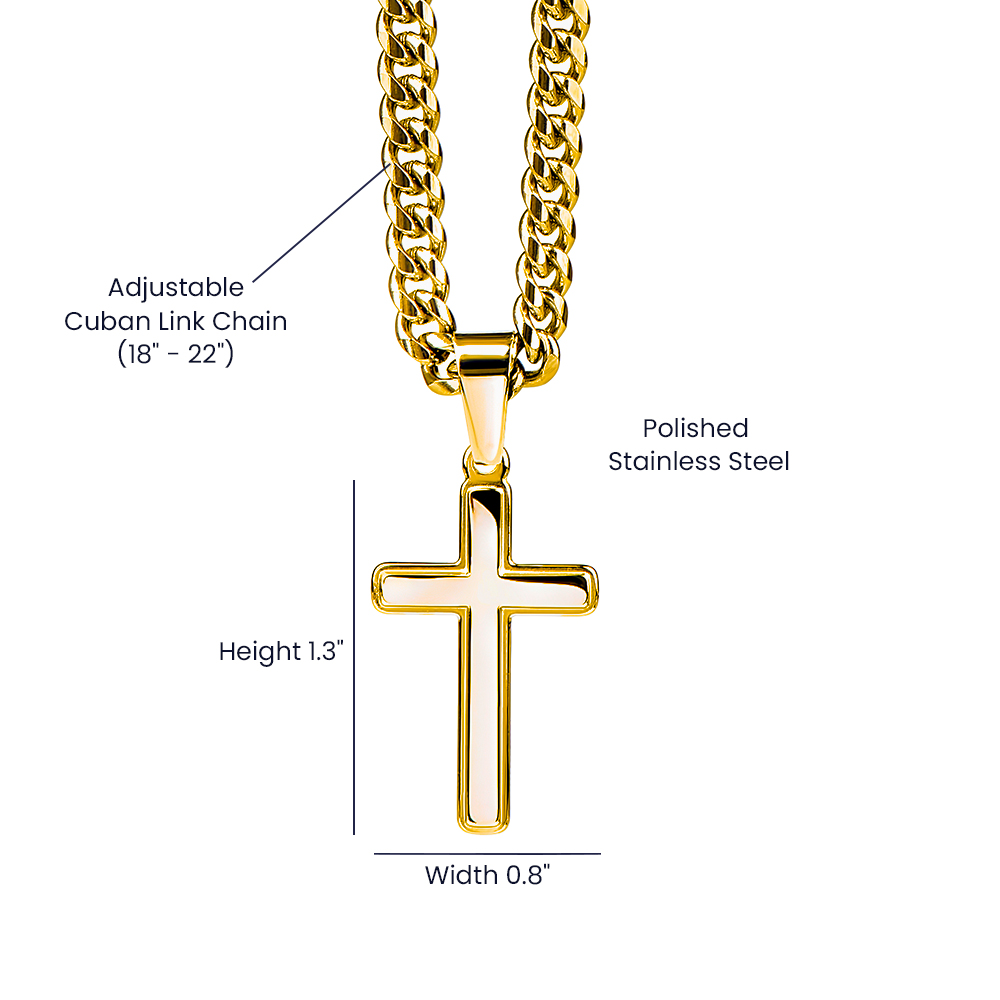 I Will Turn Your Mourning Into Joy (Jeremiah 31:13) | Premium Sterling Silver Cuban Link Cross Necklace