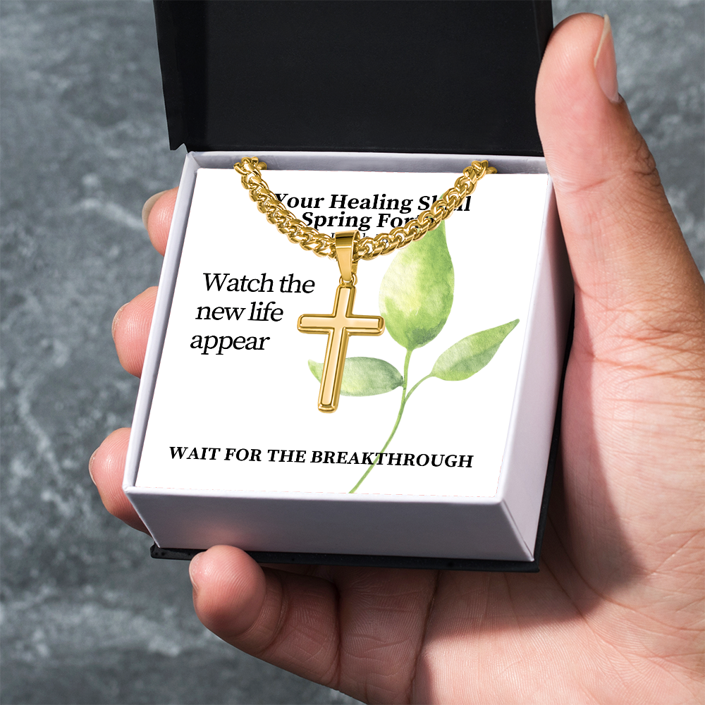 Your Healing Shall Spring Forth (Isaiah 58:8) | Premium Sterling Silver Cuban Link Cross Necklace