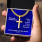 My Strength and My Shield (Psalm 28:7) | Premium Sterling Silver Cuban Link Cross Necklace