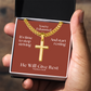 He Will Give  Rest (Matthew 11:28) | Premium Sterling Silver Cuban Link Cross Necklace