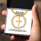 He Turns Sicknesses Away (Deuteronomy 7:15) | Premium Sterling Silver Cuban Link Cross Necklace