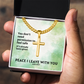 Peace I Leave With You (John 14:27) | Premium Sterling Silver Cuban Link Cross Necklace