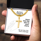 My Heart Trusts In Him (Psalm 28:7) | Premium Sterling Silver Cuban Link Cross Necklace