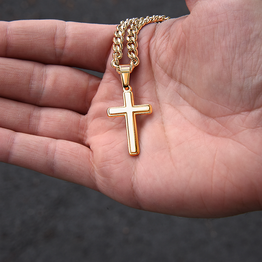 Restore My Soul (Psalm 23:3) | Premium Sterling Silver Cuban Link Cross Necklace