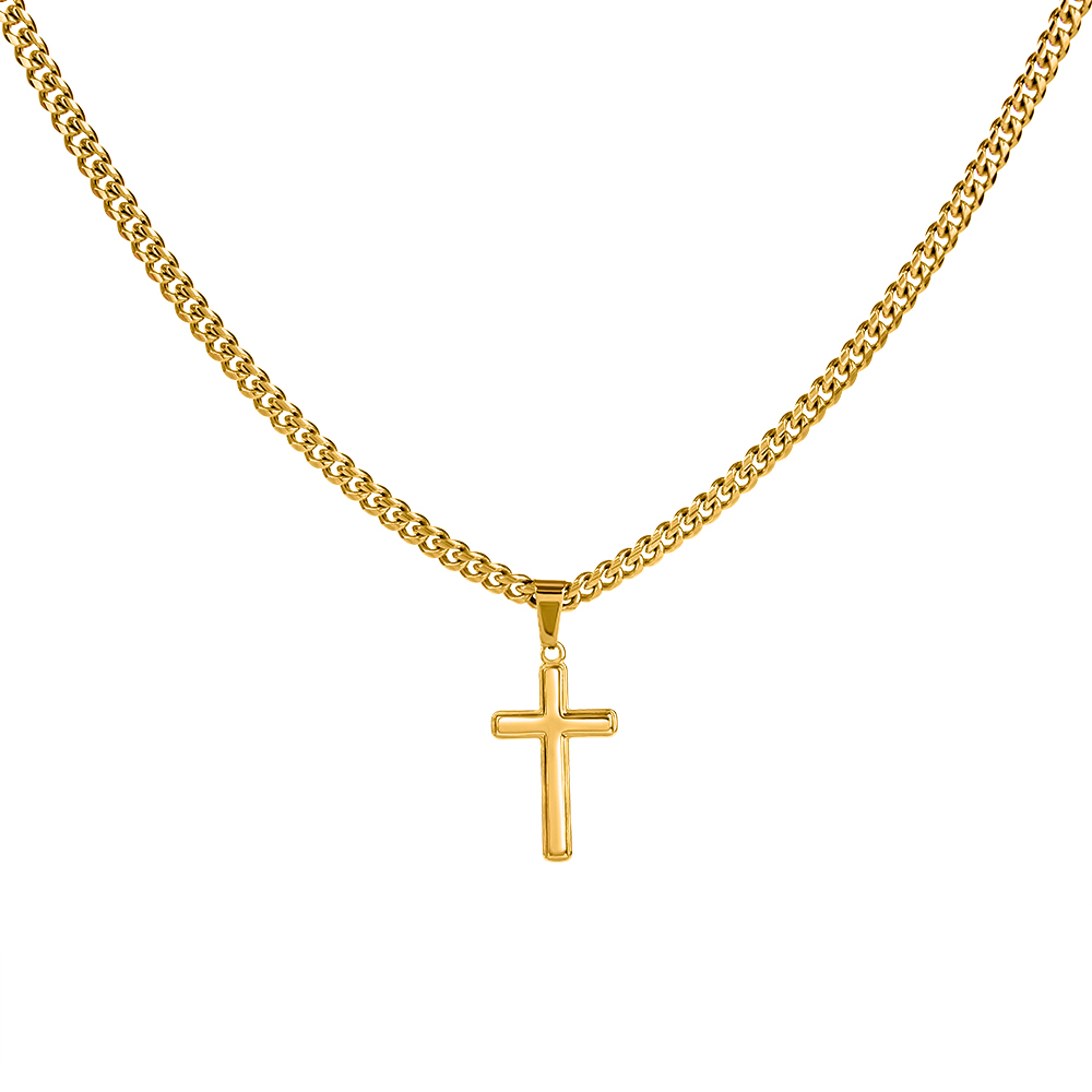 My Strength and My Shield (Psalm 28:7) | Premium Sterling Silver Cuban Link Cross Necklace