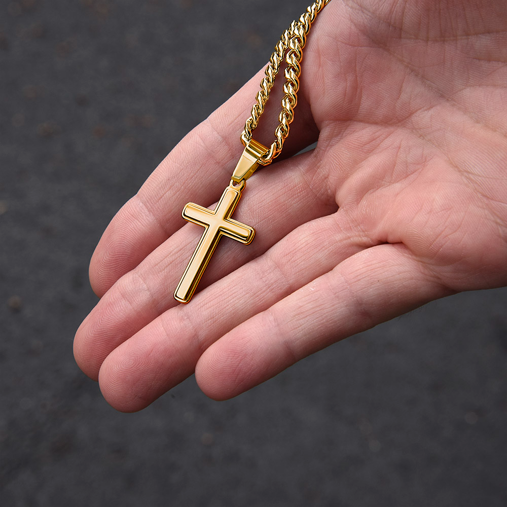 The Word Of The Lord Is Right (Psalm 33:4) | Premium Sterling Silver Cuban Link Cross Necklace