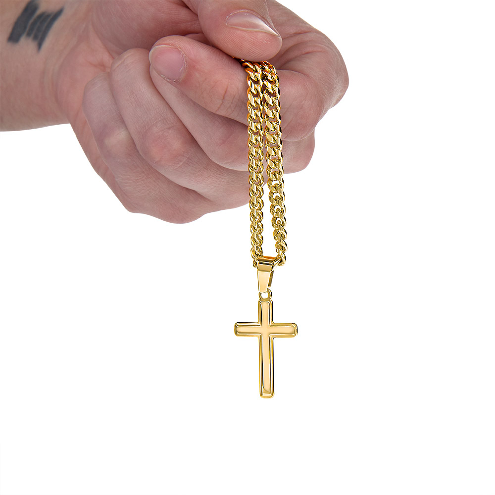 He Heals The Brokenhearted (Psalm 147:3) | Premium Sterling Silver Cuban Link Cross Necklace