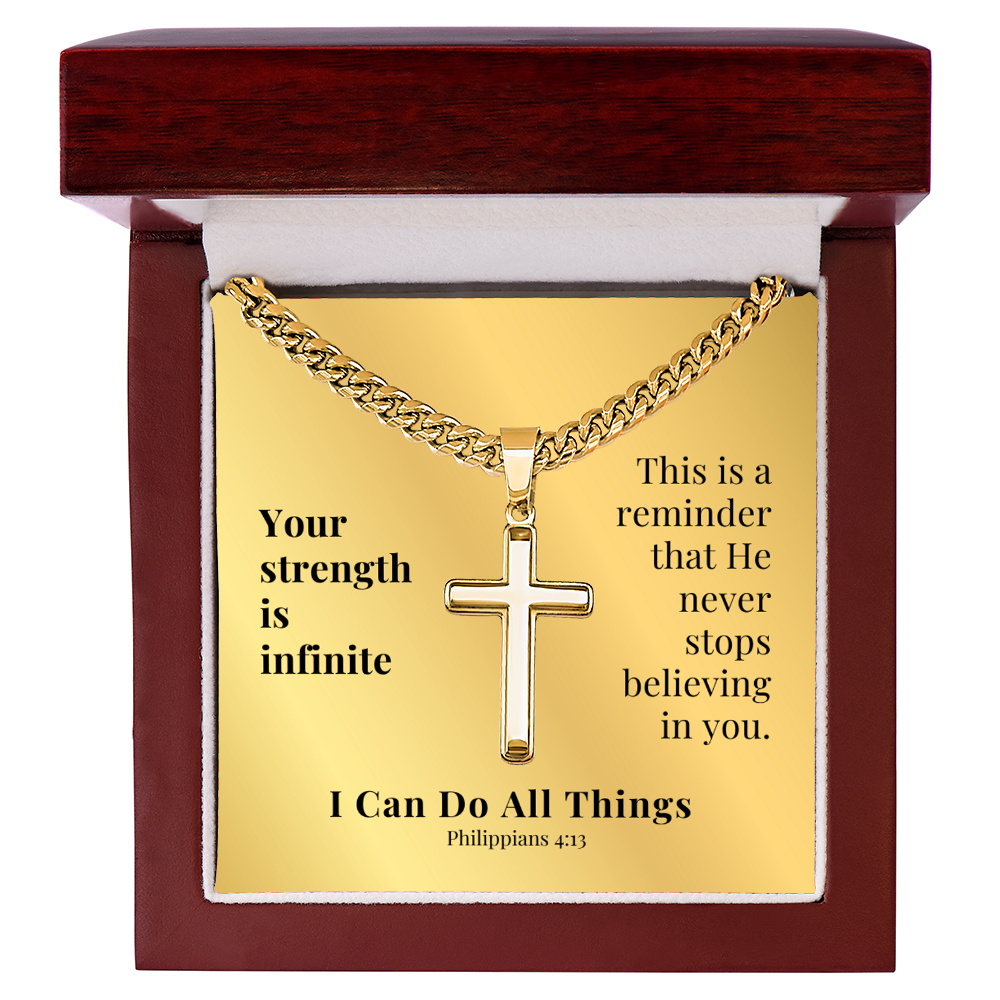 I Can Do All Things (Philippians 4:13) | Premium Sterling Silver Cuban Link Cross Necklace