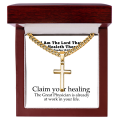 I Am The Lord That Healeth Thee (Exodus 15:26) | Premium Sterling Silver Cuban Link Cross Necklace