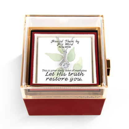 Healed Them By His Words (Psalm 107:20) | Alluring Beauty Necklace in Rotating Rose Gift Box