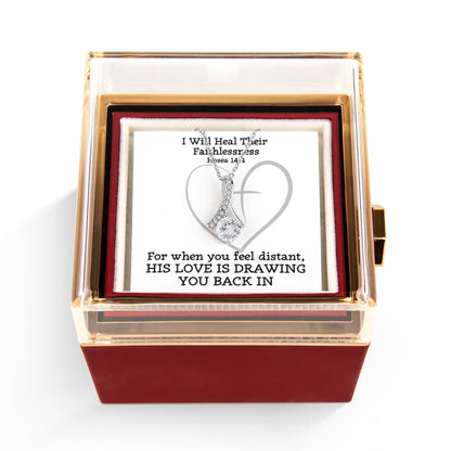 I Will Heal Their Faithlessness (Hosea 14:4) | Alluring Beauty Necklace in Rotating Rose Gift Box